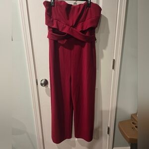 Loralette Elegant Red Strapless Jumpsuit Size 20